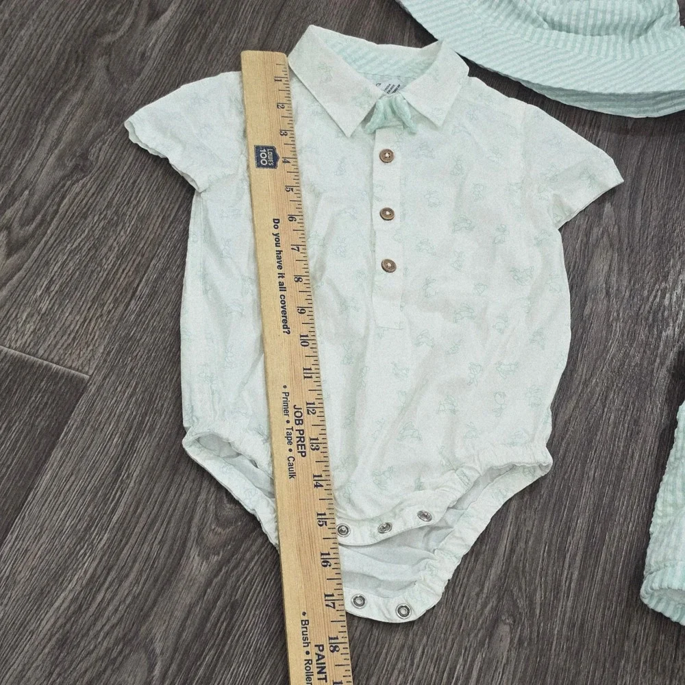 Tommy Bahama Baby Boy 12M‎ Seersucker Shorts Suspenders Hat Bunny Shirt Set 3pc